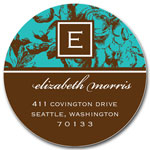 Prints Charming Address Labels - Turquoise & Brown Classic Floral