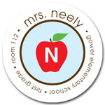 Prints Charming Address Labels - Light Blue Teachers Apple