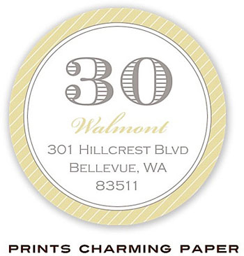 Prints Charming Address Labels - Gold Diagonal Stripes