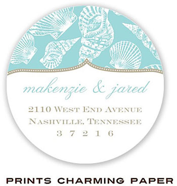 Prints Charming Address Labels - Aqua Seashells Prints Charming Address Labels - Aqua Seashells