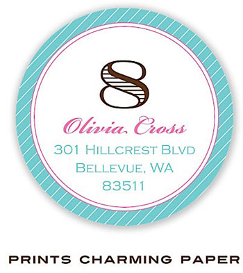 Prints Charming Address Labels - Turquoise Diagonal Stripes