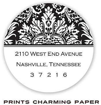 Prints Charming Address Labels - Black Damask