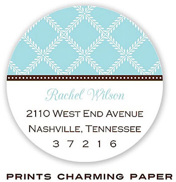 Prints Charming Address Labels - Leaf Lattice Aqua Prints Charming Address Labels - Leaf Lattice Aqua