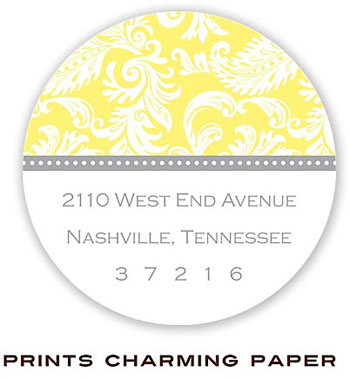 Prints Charming Address Labels - Yellow Damask Prints Charming Address Labels - Yellow Damask