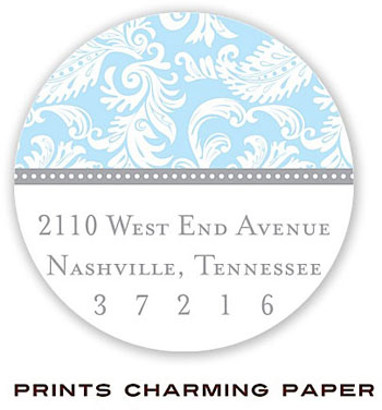 Prints Charming Address Labels - Blue Damask
