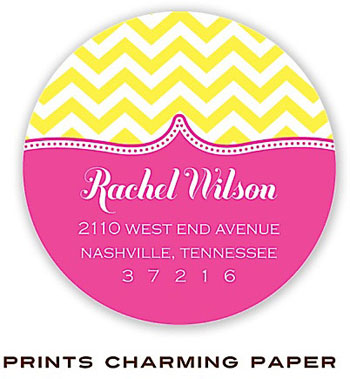 Prints Charming Address Labels - Yellow Chevron on Hot Pink