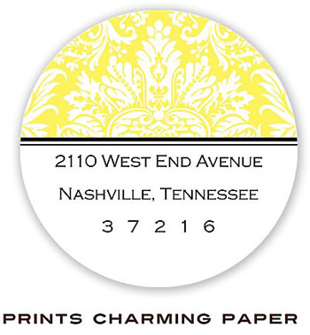 Prints Charming Address Labels - Yellow Damask