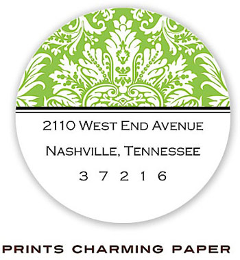 Prints Charming Address Labels - Green Damask Prints Charming Address Labels - Green Damask