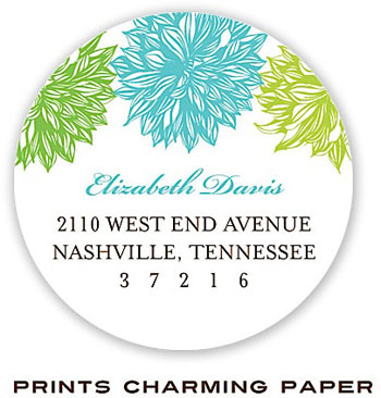 Prints Charming Address Labels - Blue and Green Flower