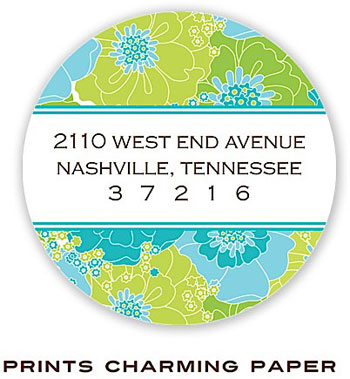 Prints Charming Address Labels - Modern Floral - Blue and Green