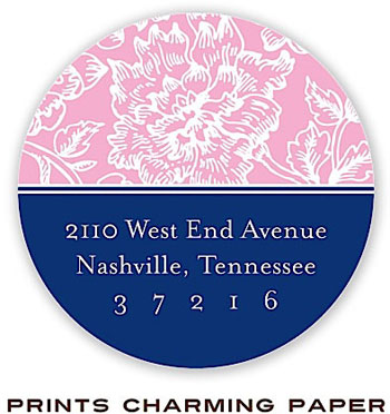 Prints Charming Address Labels - Pink Floral Damask on Navy Prints Charming Address Labels - Pink Floral Damask on Navy