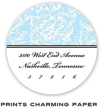 Prints Charming Address Labels - Blue Floral Damask