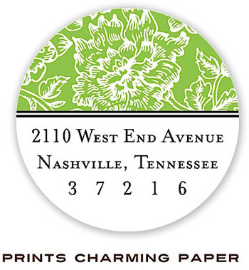 Prints Charming Address Labels - Green Floral Damask Prints Charming Address Labels - Green Floral Damask
