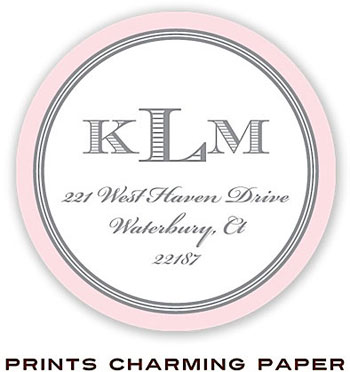 Prints Charming Address Labels - Pink and Grey Border