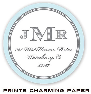 Prints Charming Address Labels - Aqua and Grey Border Prints Charming Address Labels - Aqua and Grey Border