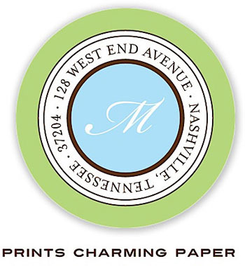Prints Charming Address Labels - Green Border with Blue Prints Charming Address Labels - Green Border with Blue