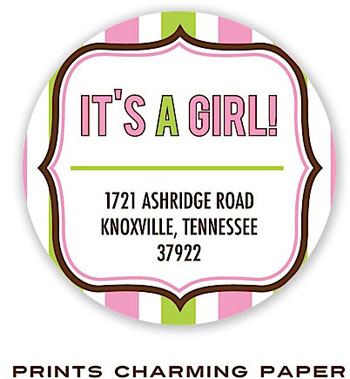 Prints Charming Address Labels - Pink and Green Stripes
