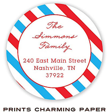 Prints Charming Address Labels - Red and Blue Diagonal Stripes Prints Charming Address Labels - Red and Blue Diagonal Stripes