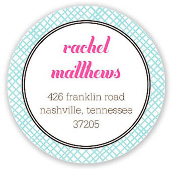 Prints Charming Address Labels - Blue Crosshatch Border