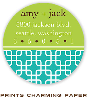 Prints Charming Address Labels - Teal Green And Lime