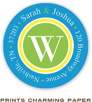 Prints Charming Address Labels - Turquoise And Green Initial