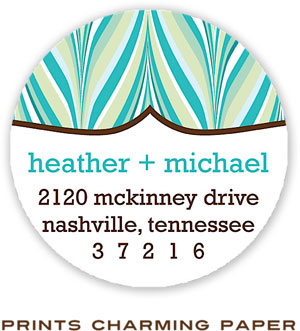 Prints Charming Address Labels - Modern Aqua Stripe