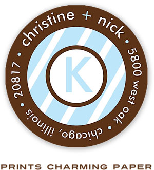 Prints Charming Address Labels - Diagonal Blue Stripe