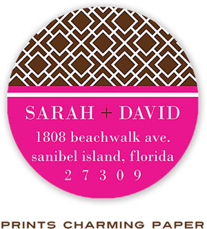 Prints Charming Address Labels - Pink And Brown Lattice Prints Charming Address Labels - Pink And Brown Lattice