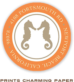 Prints Charming Address Labels - Orange Kissing Sea Horse Prints Charming Address Labels - Orange Kissing Sea Horse