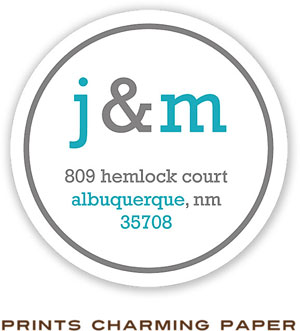 Prints Charming Address Labels - Turquoise And Gray Initial Prints Charming Address Labels - Turquoise And Gray Initial