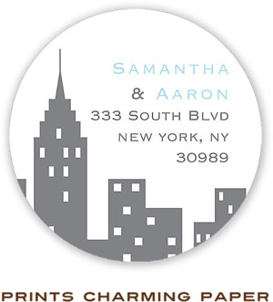 Prints Charming Address Labels - Nyc Silhouette Blue Text Prints Charming Address Labels - Nyc Silhouette Blue Text