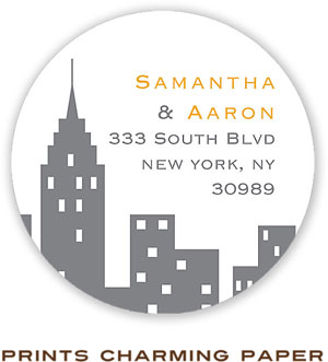 Prints Charming Address Labels - Nyc Silhouette Orange Text Prints Charming Address Labels - Nyc Silhouette Orange Text