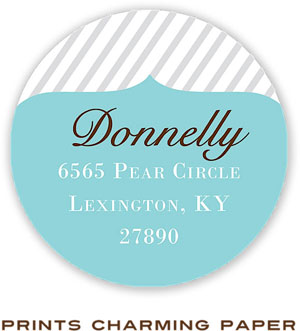Prints Charming Address Labels - Aqua And Gray Stripe