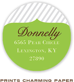Prints Charming Address Labels - Green And Gray Stripe