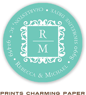 Prints Charming Address Labels - Aqua Initials
