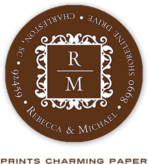 Prints Charming Address Labels - Brown Initials Prints Charming Address Labels - Brown Initials