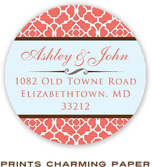 Prints Charming Address Labels - Coral And Blue