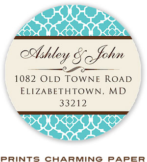 Prints Charming Address Labels - Turquoise And Cream Prints Charming Address Labels - Turquoise And Cream