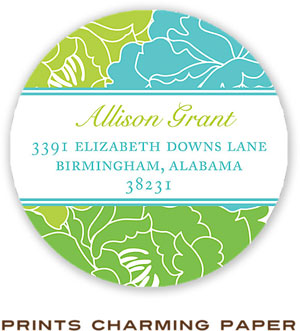 Prints Charming Address Labels - Turquoise And Green Floral