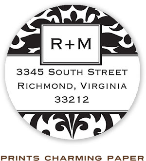 Prints Charming Address Labels - Black Damask Prints Charming Address Labels - Black Damask