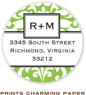 Prints Charming Address Labels - Green Damask
