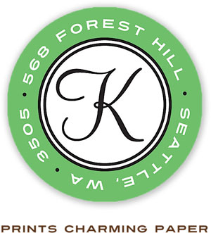 Prints Charming Address Labels - Green Initial