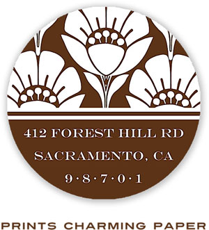 Prints Charming Address Labels - Brown Flower