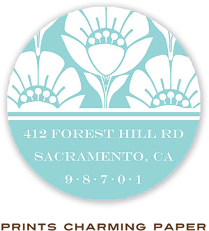 Prints Charming Address Labels - Aqua Flower