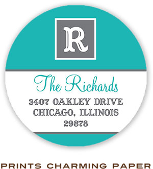 Prints Charming Address Labels - Teal And Gray Initial Prints Charming Address Labels - Teal And Gray Initial