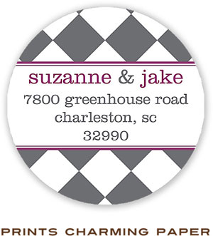 Prints Charming Address Labels - Gray And Plum Harlequin