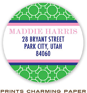 Prints Charming Address Labels - Stylish Green Initial Pattern