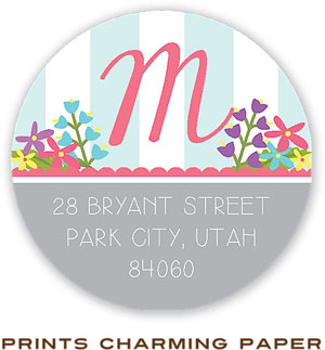 Prints Charming Address Labels - Aqua Floral Stripes
