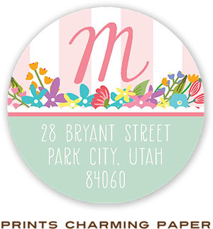 Prints Charming Address Labels - Petal Pink Floral Stripes