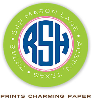 Prints Charming Address Labels - Lime Circle Monogram
